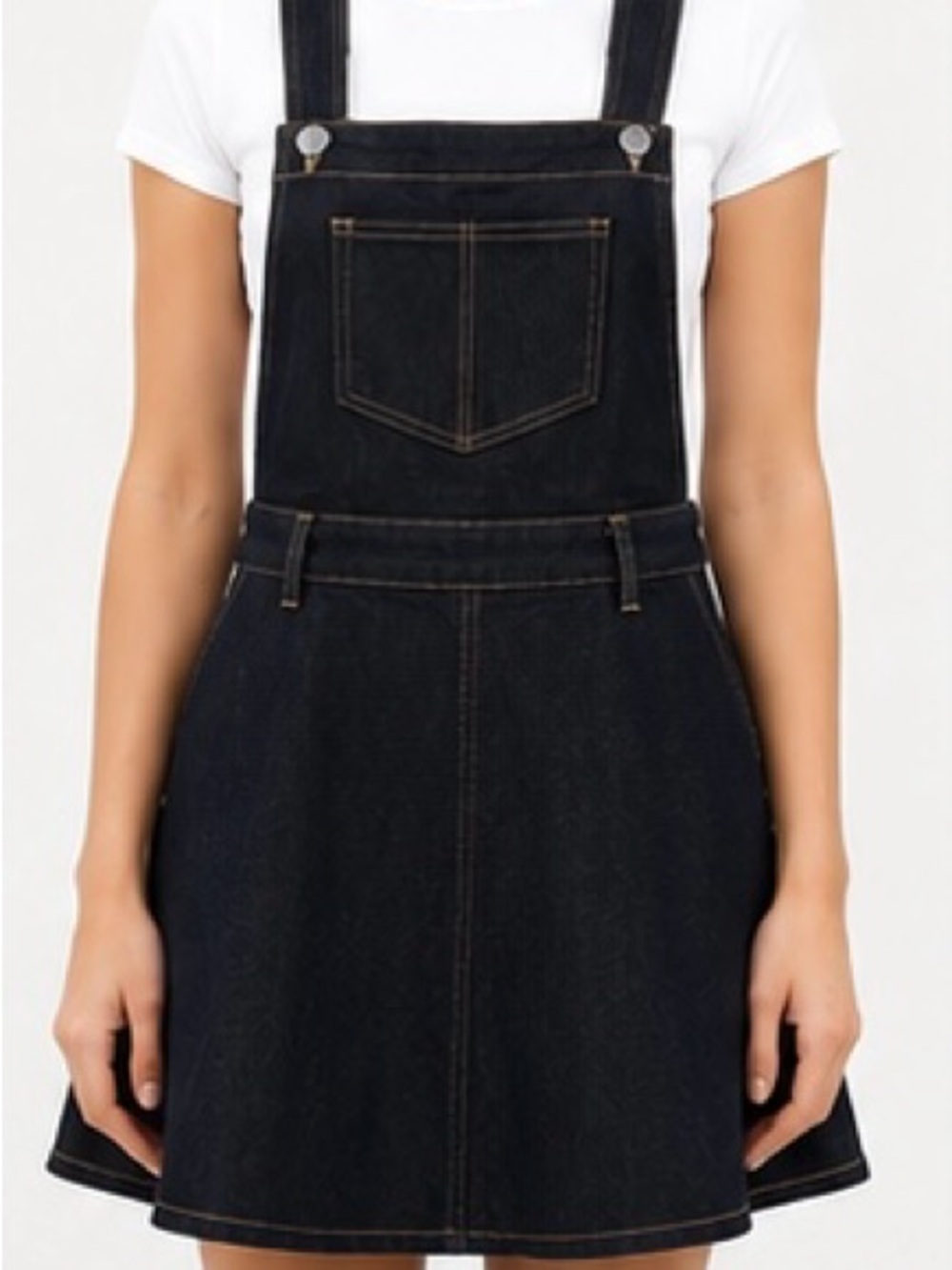 NWT Hell Bunny XL Dark Wash Denim Pinafore Overall Dress Goth Grunge Skater